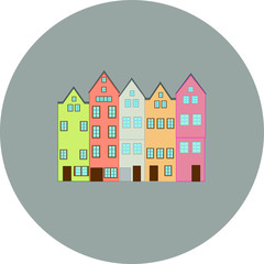 Colorful houses of Cologne city in Germany. Illustration for web and mobile design.