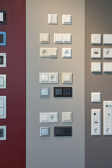 examples of wall switches and sockets in a light store