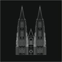 Cologne city cathedral in Germany. Illustration for web and mobile design.