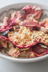 Pomegranate peel in a white plate. Natural antibiotic.