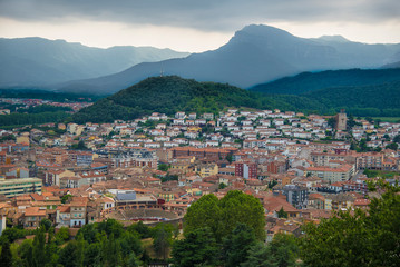 Fototapeta na wymiar View of the city Olot, Girona, Spain