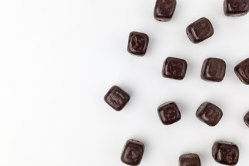 Cube chocolate on white background