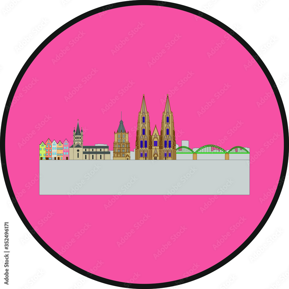 Canvas Prints skyline in cologne city in Germany. Illustration for web and mobile design.