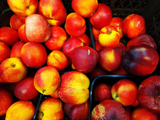 Naklejka na ściany i meble peaches for sale at grocery store in summer