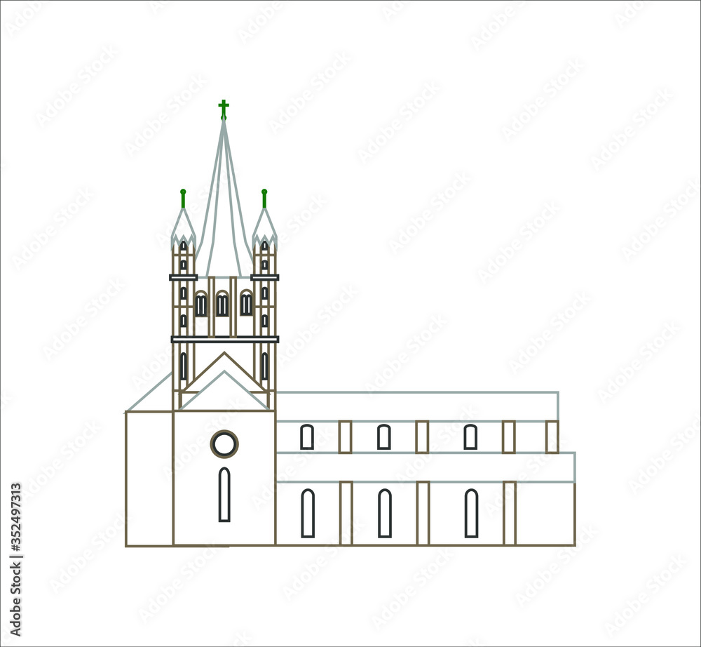 Poster great st martin church in cologne city in germany illustration for web and mobile design.