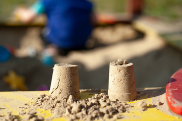 sand turrets, on the playground