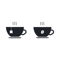 coffee and tea cup icon. vector symbol in flat style