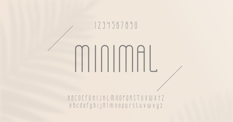 Fototapeta premium Minimal alphabet fonts and numbers. elegant fashion thin line font typography typeface uppercase lowercase. vector illustration