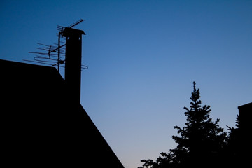 Fototapeta na wymiar silhouette of a tv antenna