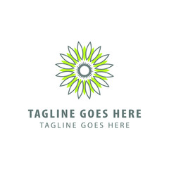 zinnia flower logo design. florist logo with zinnia flower object