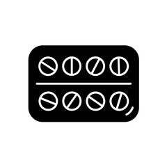 Pills icon symbols medical specialization black style. Vector logo design element, protection covid 19 illustration coronavirus