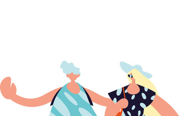 Urban woman and man cartoon with casual cloth vector design