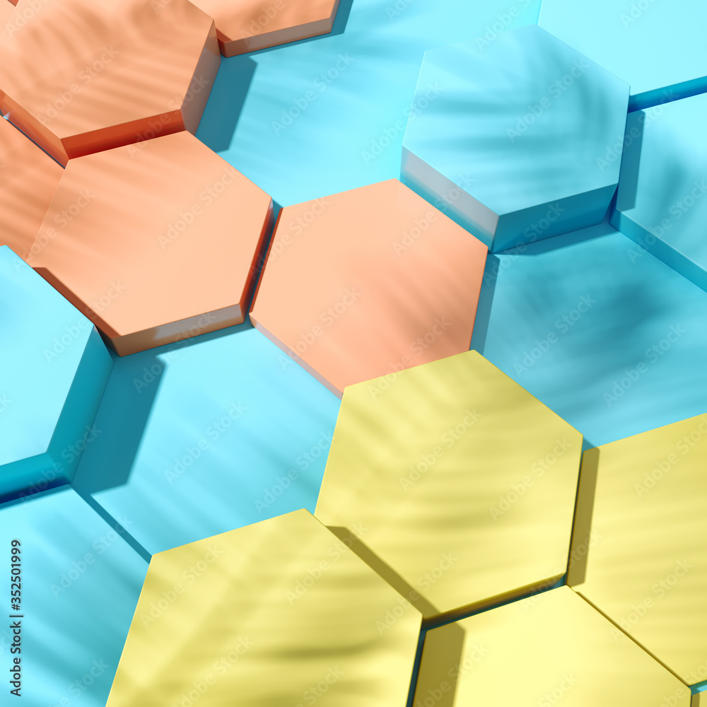 Sticker hexagonal cells product demonstration template