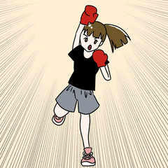 ボクシング／女性／イラスト