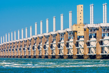 Delta Works Eastern Scheldt storm surge barrier in Zeeland Netherlands