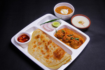 Indian Combo Paratha Sabji Meal Chicken Veg