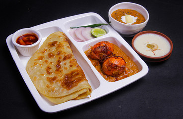 Indian Combo Paratha Sabji Meal Chicken Veg
