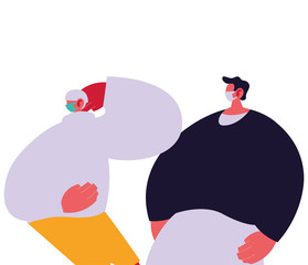 Urban men cartoons with masks and casual cloth vector design