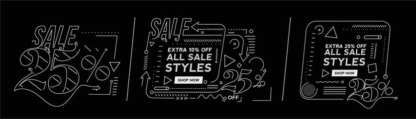 Fototapeta premium Extra 25% OFF Flash Sale Discount Banner Template Promotion Big sale special offer. end of season special offer banner. vector illustration.