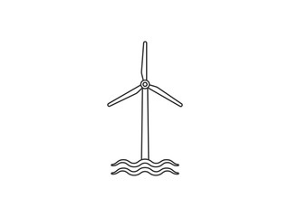 Wind energy, wind turbine icon. Vector illustration, flat design.