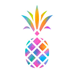 Colorful Rainbow Pineapple - Watercolor Vector Fruit