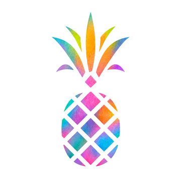 Colorful Rainbow Pineapple - Watercolor Vector Fruit