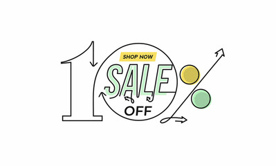 10% OFF Sale Discount Banner. Discount offer price tag. Vector Modern Sticker Illustration.