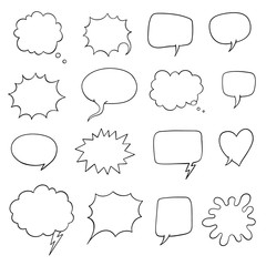 Collection of empty comic speech bubbles