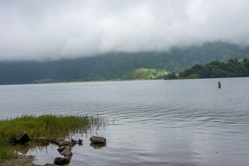 Walk on the Azores archipelago. Discovery of the island of Sao Miguel, Azores.sete citades