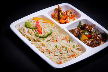 Chinese Food Combo Fried Rice Chilli Chicken Noodles