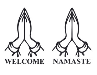 Vector Illustration of Namaste and Welcome Home - obrazy, fototapety, plakaty