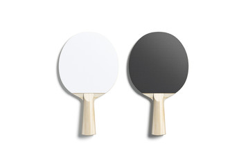 Blank black and white wood table tennis racket mockup, isolated