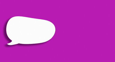 Cloud speech bubble and textbox blank template on bright purple color background.