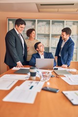 Business lawyers workers meeting at law firm office. Professional executive partners working on finance strategry at the workplace