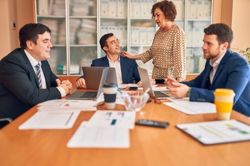 Business lawyers workers meeting at law firm office. Professional executive partners working on finance strategry at the workplace