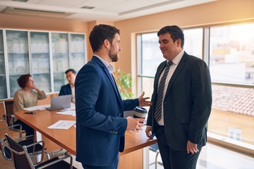 Business lawyers workers meeting at law firm office. Professional executive partners working on finance strategry at the workplace