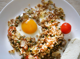 Photos of delicious eggs and vegetables