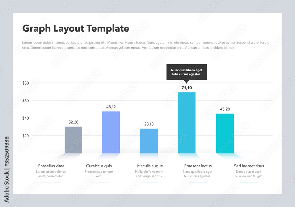 Poster Modern business graph layout template with place for your content. Flat design, easy to use for your website or presentation.