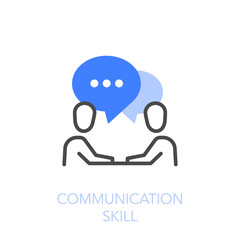 Communication skills symbol with two people in dialogue. Easy to use for your website or presentation. - obrazy, fototapety, plakaty