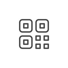 Fototapeta premium Thin Icon Qr Code. Line Sign Isolated. Custom Vector Pictogram EPS 10 for Web in Outline Style on White Background Editable Stroke.