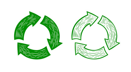 Recycle sign sketch. Waste recycling vector illustration