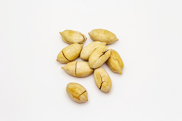 Ripe pecan isolated on white background