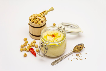 Hummus isolated on white background