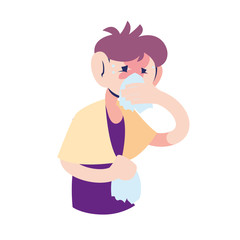 young man with virus symptoms