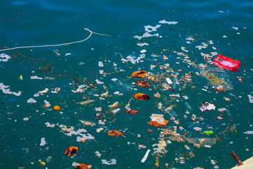 sea waters full of garbage and plastics