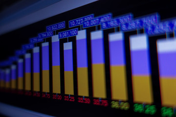 Stock exchange market graph on screen monitor. Economic and financial concept.