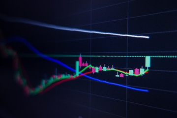 Stock exchange market graph on screen monitor. Economic and financial concept.