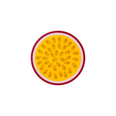 Passion fruit In section vector flat material design isolated on white