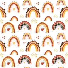 Zelfklevend Fotobehang Scandinavische stijl Baby regenboog naadloze patroon. Vectorillustratie. Kwekerij patroon in de hand getekende Scandinavische stijl. Textuur voor stof, textiel, verpakking en behang.
