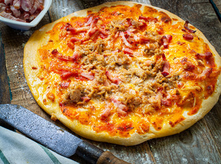 Pizza mass on table